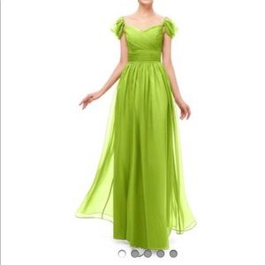 Chiffon formal long gown  Prom 8 / 10 Bridesmaid Dress Prom Green Neon Lime NEW